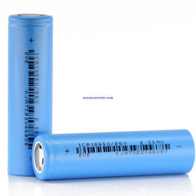 EVE ICR18650/26V 2550mAh 3.6V 3C 18650 Li-ion Battery Cells